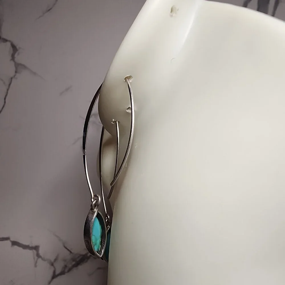 925 Silver Drop Earrings with Turquoise colored stone
